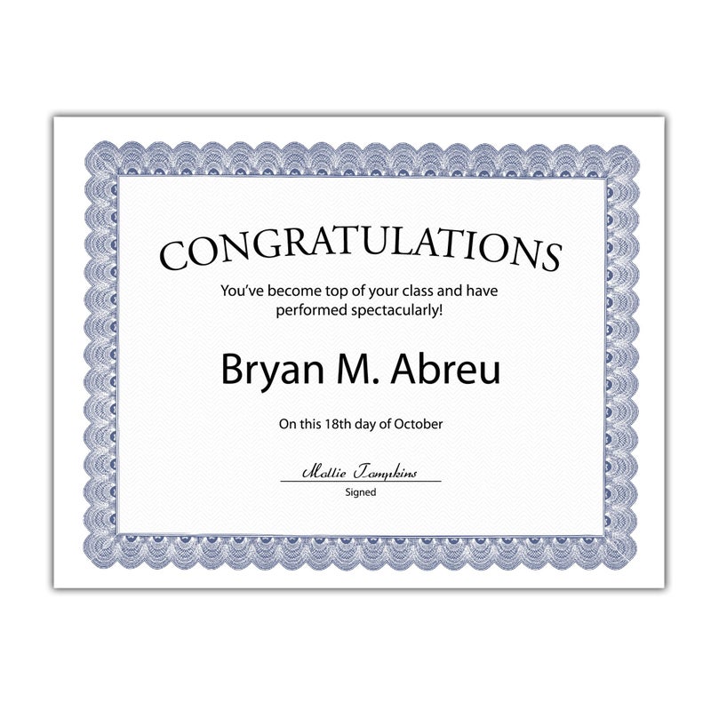 Geographics Blank Parchment Award Certificate Paper  8.5 x 11""  Elegant Blue Border Design (Pack of 50) - Image 4